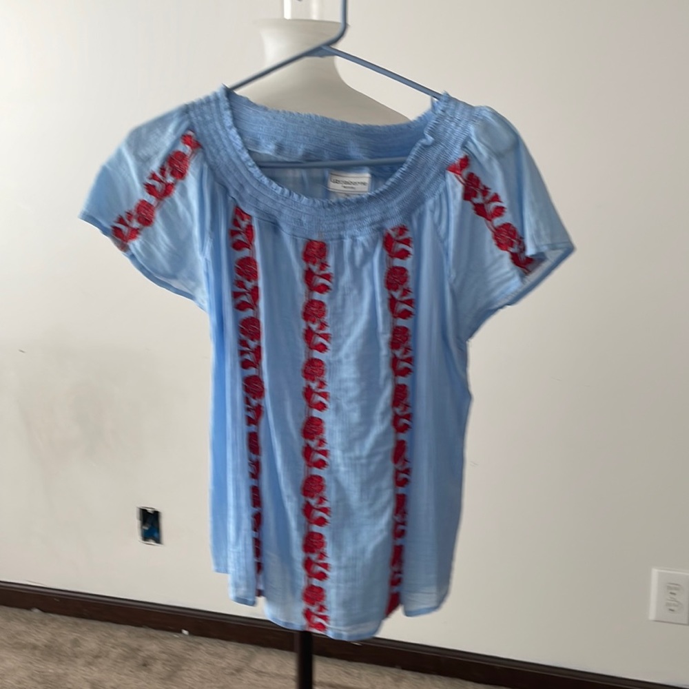 Light blue and red summer shirt. Never worn